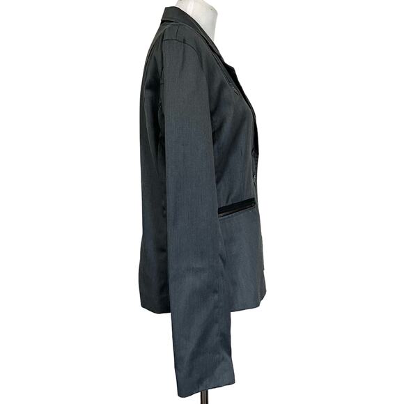 Chor Women’s Jacket Blazer Gray 3-Button Pockets Accent Zippers Wool Blend Sz L - Picture 7 of 9